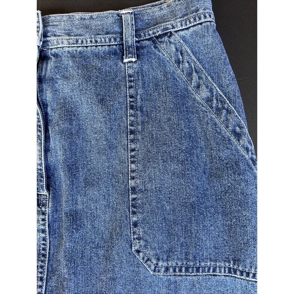 VTG Faded Glory Womens Blue Denim Maxi Skirt Size 10 Pockets Back Slit Y2K 90's